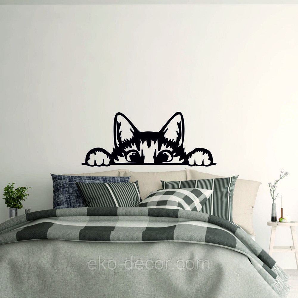 Декоративное настенное 3D Панно «Кот» Декор на стену с объемом (цена за 1 шт) 70*28 см, Черный Киев - изображение 2