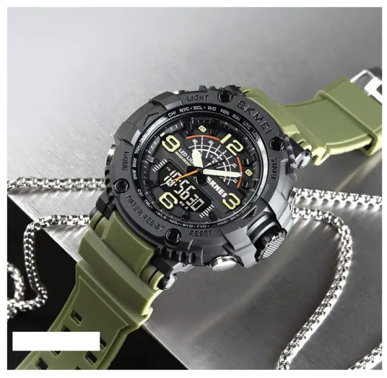 Чоловічий спортивний наручний годинник Skmei 1617 Зелений Вінниця