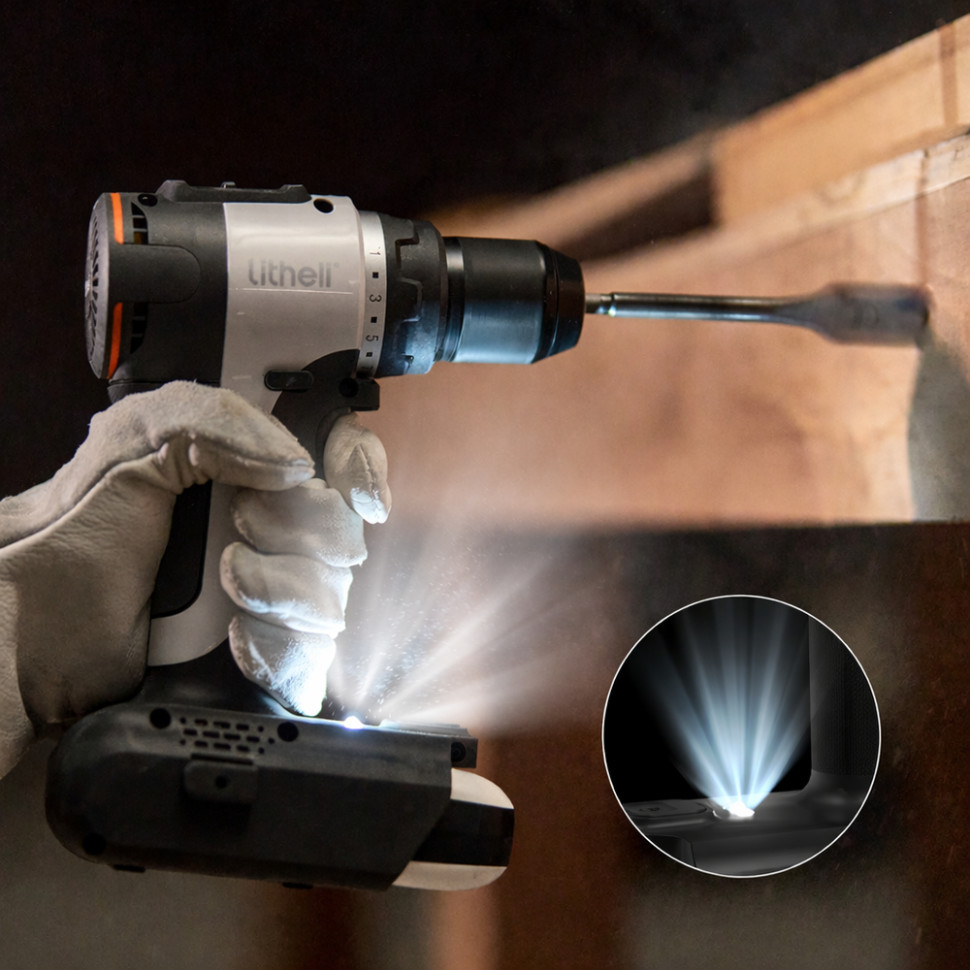 Акумуляторний ударний шурупокрут Litheli безщітковий, живлення від павербанку (УМБ Litheli Power Bank 20000 mAh, 45 W, 2А в комплекті) Київ - фото 3