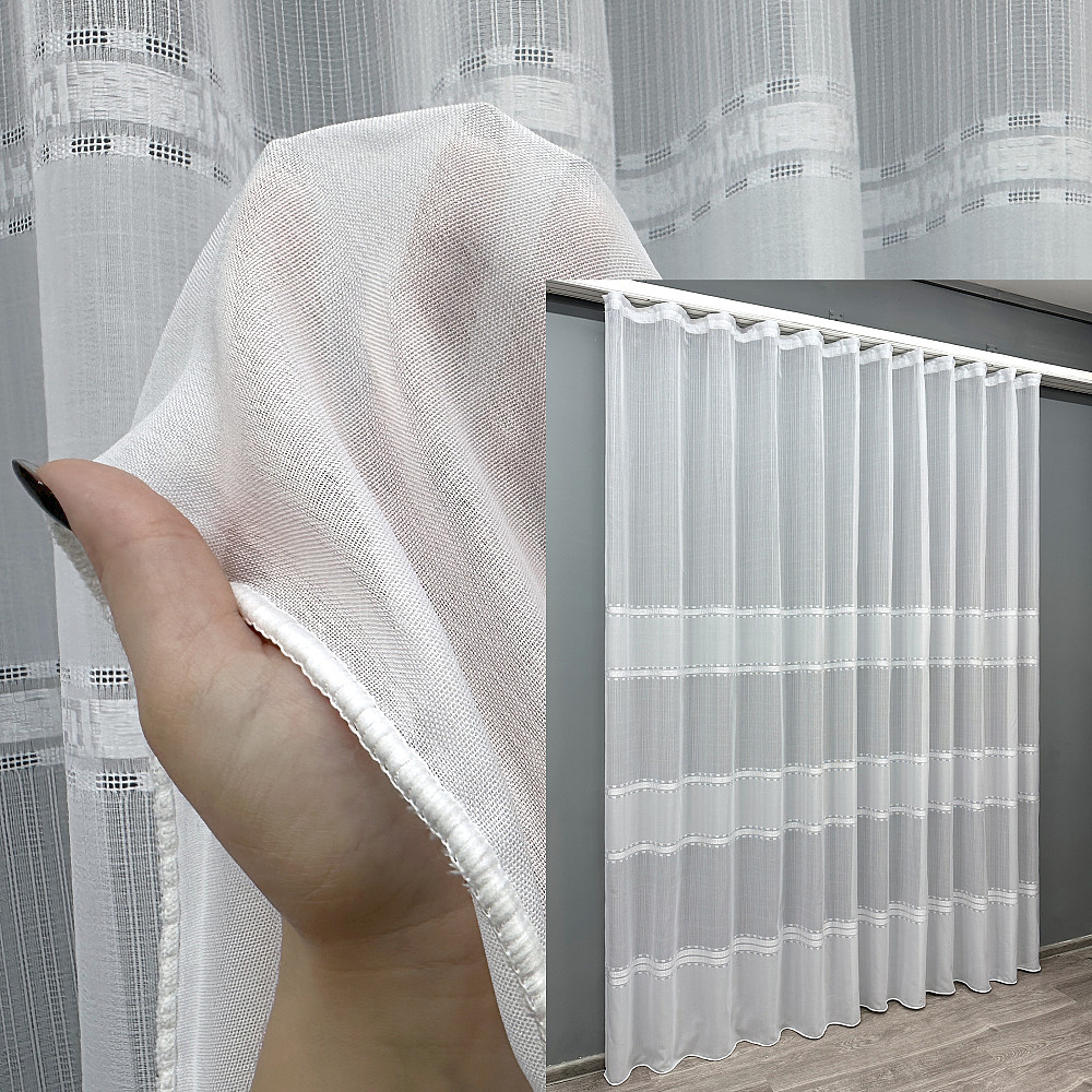 Тюль льон "Мережка" колір білий 1357т Київ - фото 1