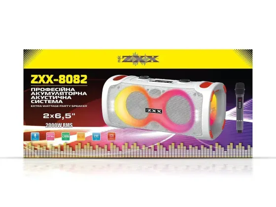 Портативна акустична колонка ZXX-8082 60Вт 2x6,5" TWS/FM/USB/TF/BT/LED з мікрофоном Одеса