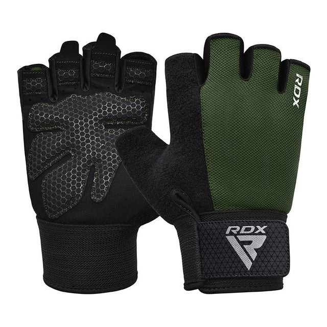 Рукавички для фітнесу RDX W1 Half Army Green Plus L Каменское - изображение 1