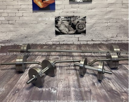Набор 73 кг Штанга + W-образный гриф + Гантели наборные Гантели, гири, штанги и диски металлические блины Киев - изображение 1