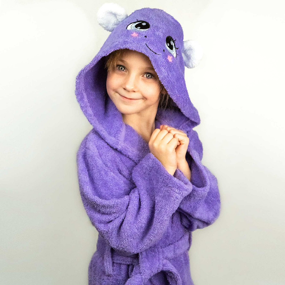 Детский махровый халат с капюшоном Единорог 400г/м2 (Лавандовый) 116-122 см Сумы - изображение 2