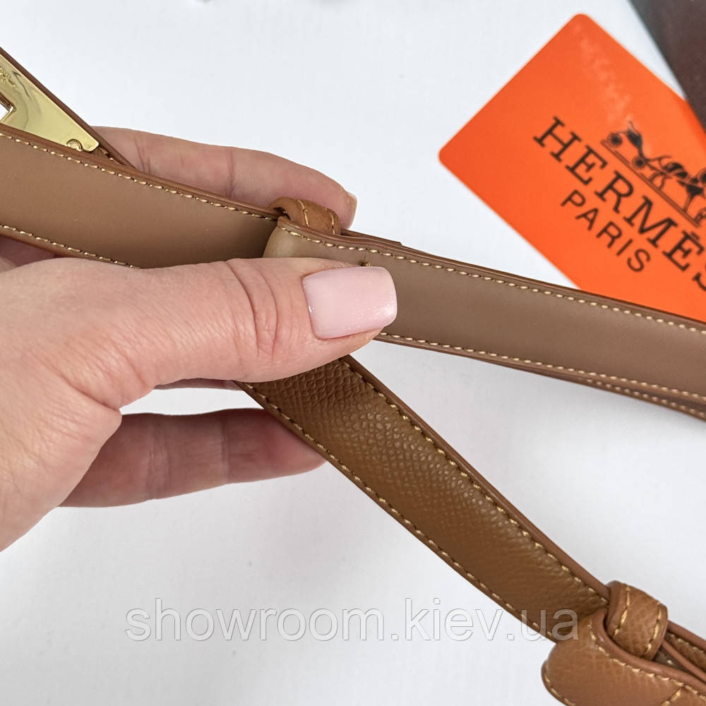 Женский кожаный ремень Hermes Гермес (280-1) коричневый Киев - изображение 7