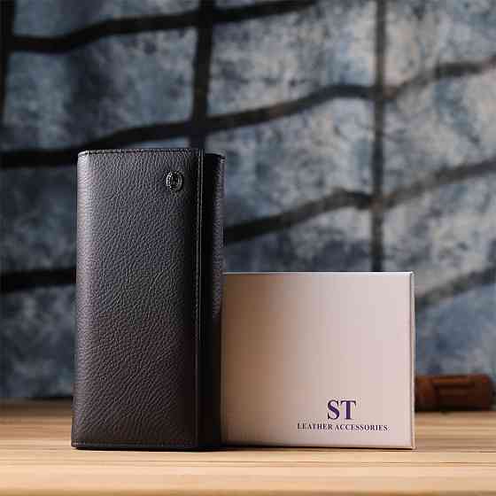 Місткий гаманець для жінок із натуральної шкіри ST Leather 23097 Чорний Київ