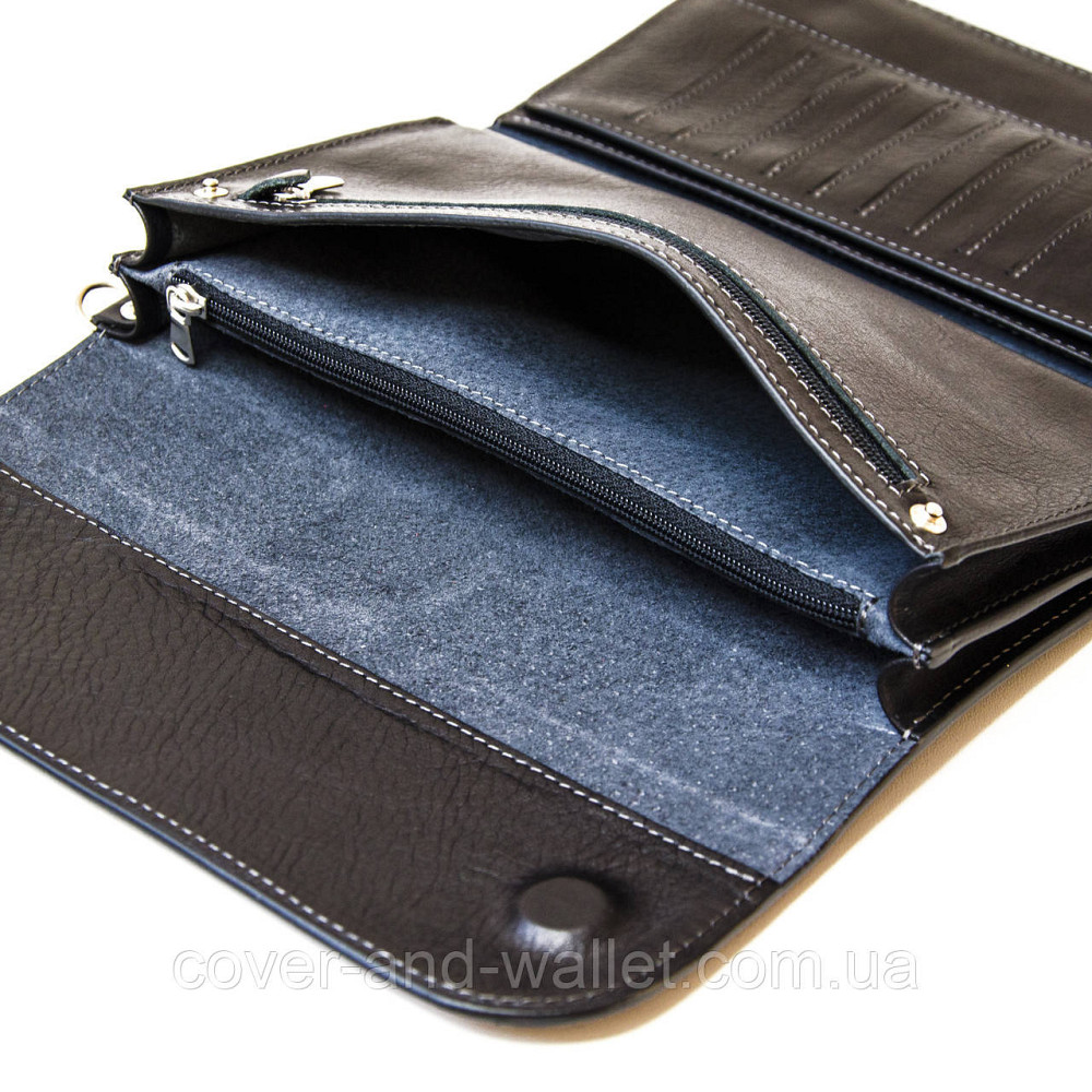 Стильний шкіряний чоловічий клатч на магнітах чорного кольору Grande Pelle Practico 704410 Київ - фото 9