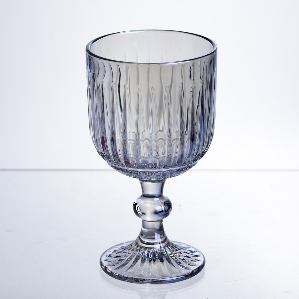 Набір келихів для вина 6 штук по 300 мл ребристих із товстого скла синій HP-19-237 Коломыя - изображение 3