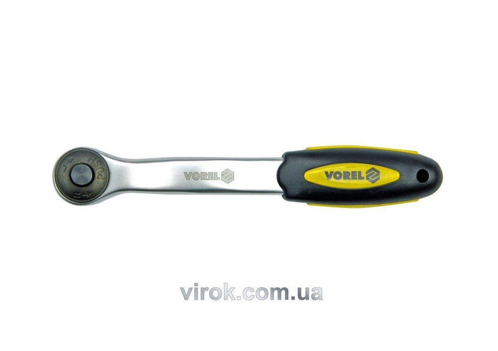 Тріщатка VOREL до головок торцевих, вигнута, квадрат 3/8", L= 200 мм, 72T, CrV [6] Одеса - фото 1