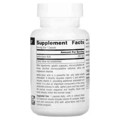 Антиоксидант Source Naturals Альфа-ліпоєва кислота, 300 мг, Alpha Lipoic Acid, 60 капсул (SNS-01764) Вінниця
