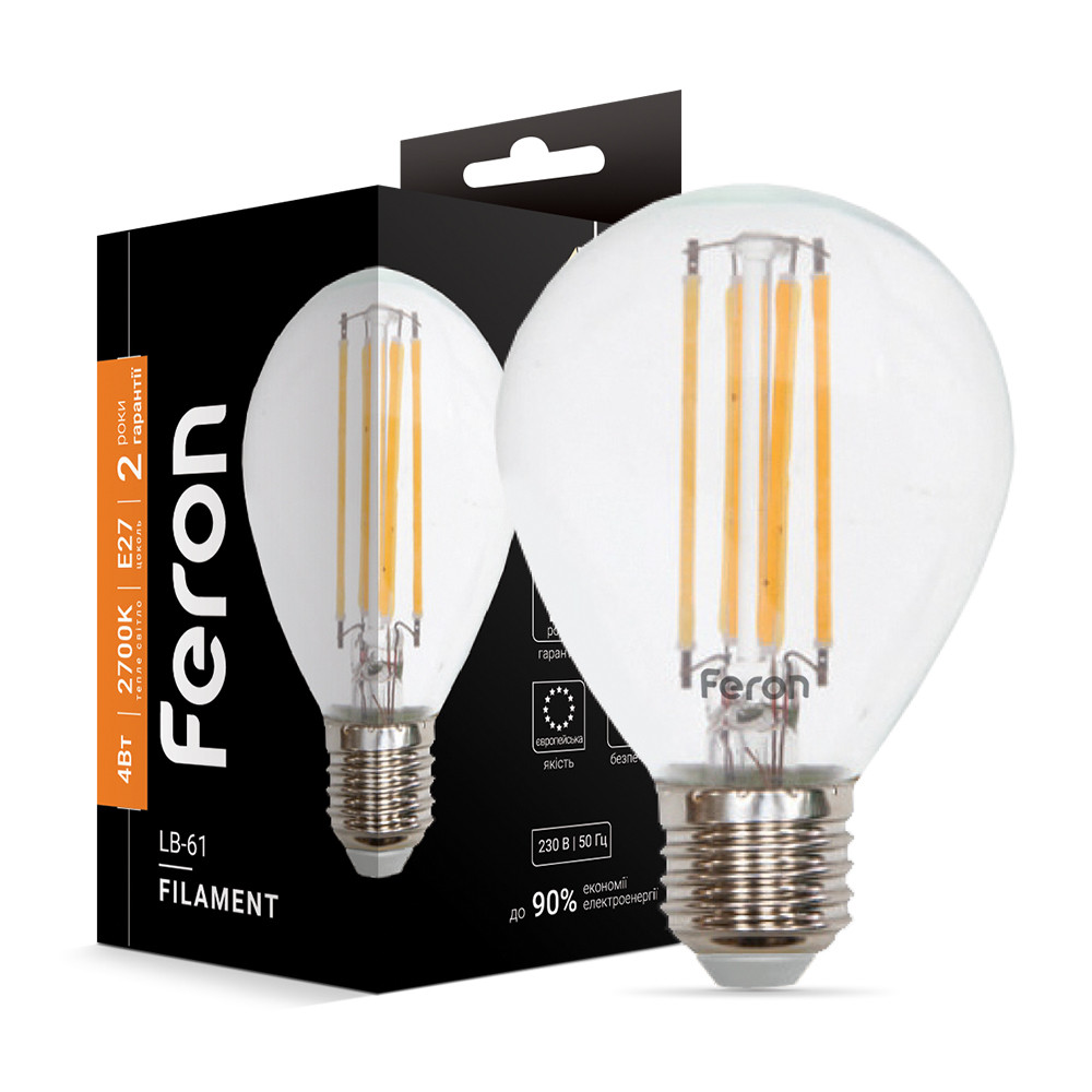 Світлодіодна лампа Feron Filament LB-61 4Вт E27 2700K Харків - фото 1
