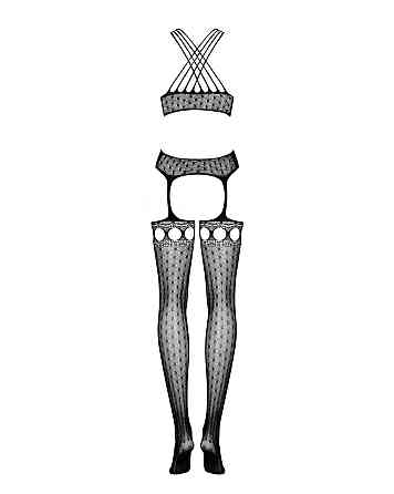Бодистокинг Obsessive Bodystocking G313 S/M/L, шнуровка, геометрический декор Sex Aura Киев