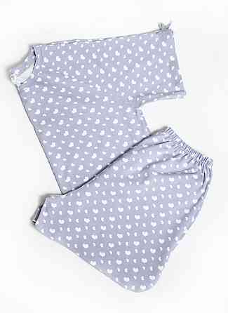 Пижама с шортами женская Белый Сердечки Светло-серый XL/2XL Харьков