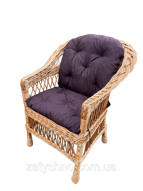 Кресло из лозы плетеное с коричневой подушкой Киев - изображение 3