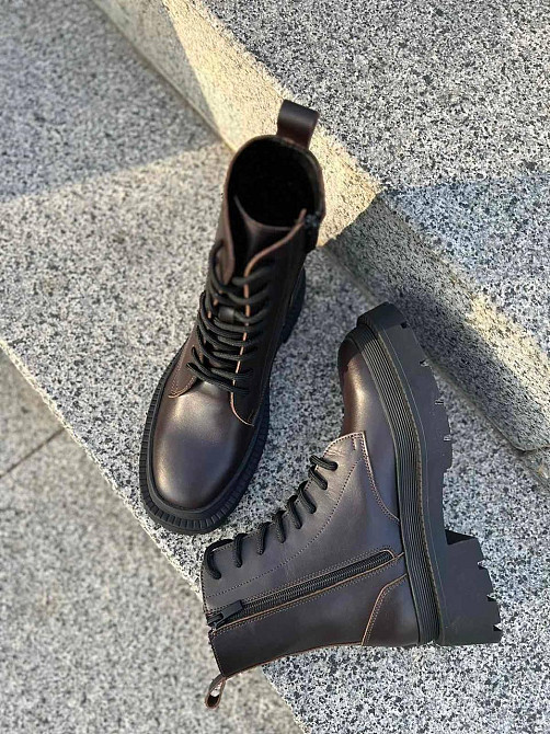 Без бренда Черевики жіночі Notta bene коричневі шкіра натуральна высота 17 см размер 38-40 (B-0 Коломыя - изображение 2