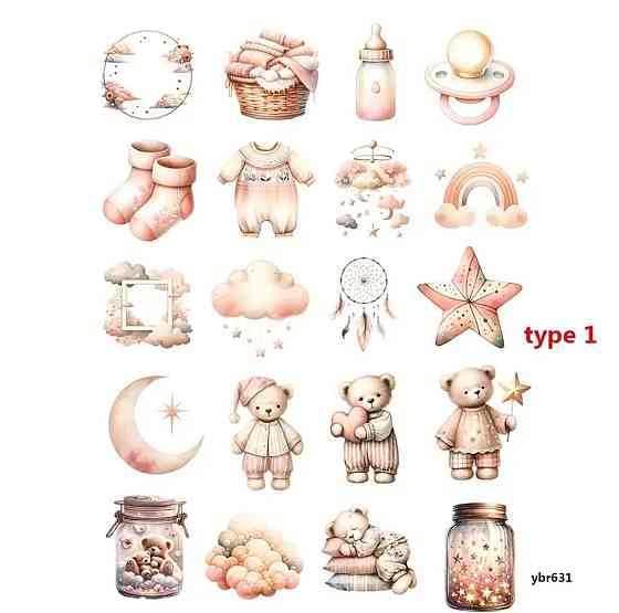 Набор наклеек для скрапбукинга, 20 шт Киев