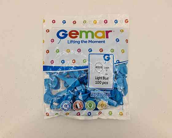 Повітряні кульки 5" (13 см) пастель світло-блакитний 100 шт Gemar (1 пачка) Харків