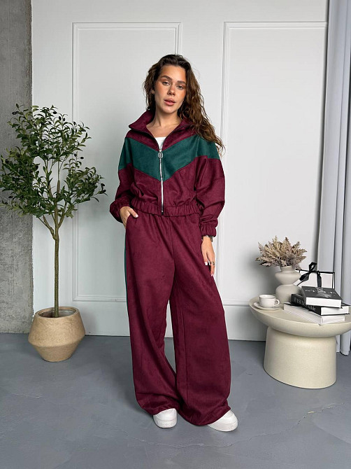 Женский стильный повседневный костюм двойка из замша на дайвинге Одесса - изображение 5