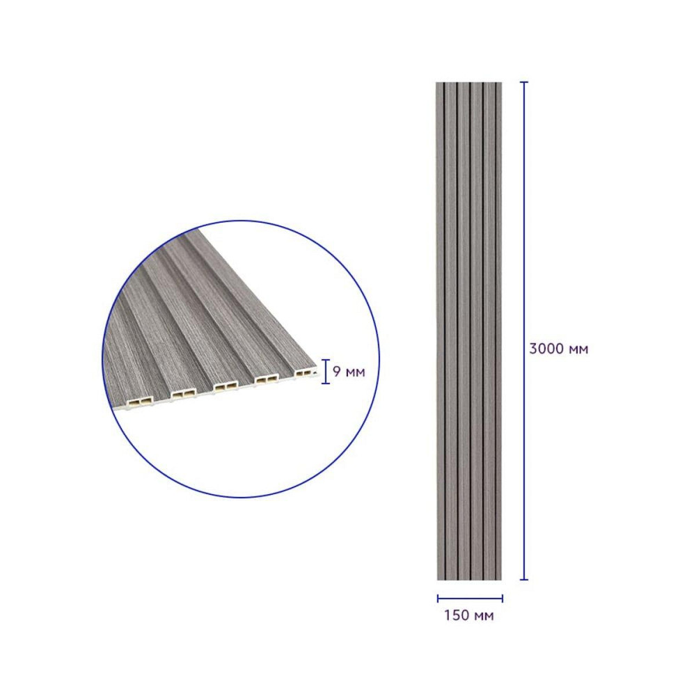 Рейка декоративная WPC стеновая 3000х150х9мм Серая SW-00001870 Днепр - изображение 3