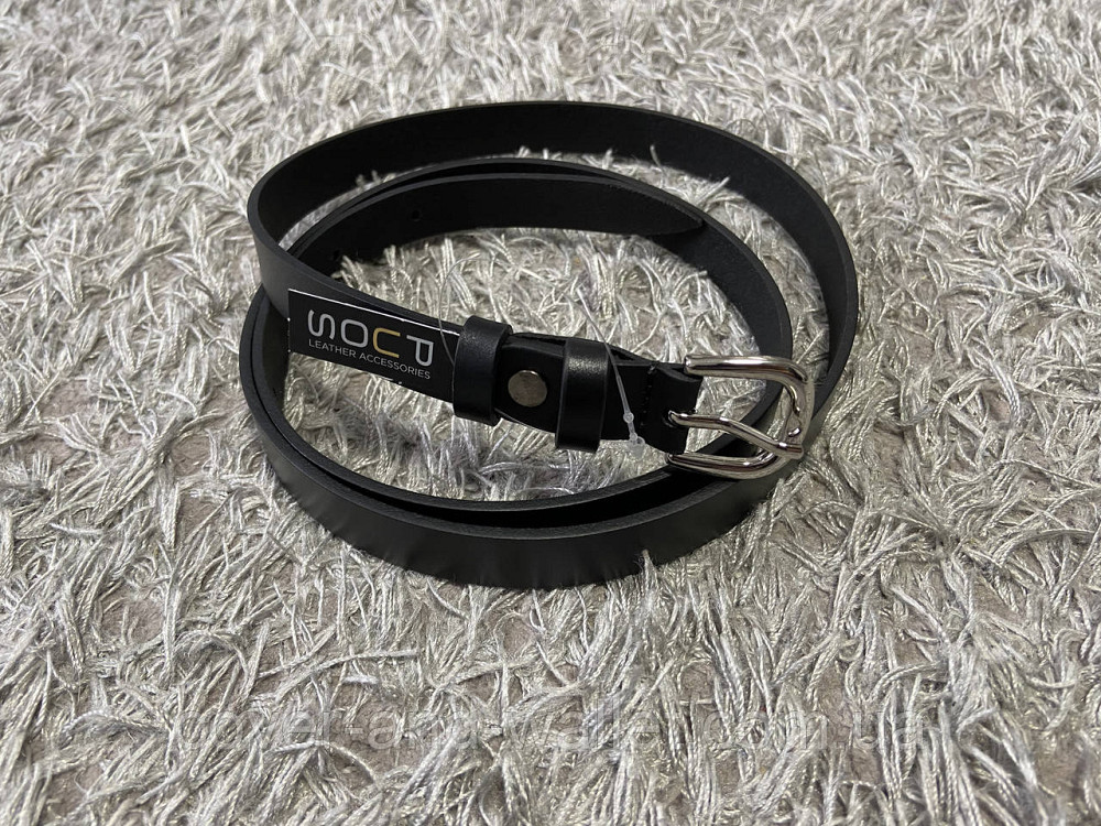 Черный классический женский ремень из натуральной кожи 20 мм PS Leather Киев - изображение 1