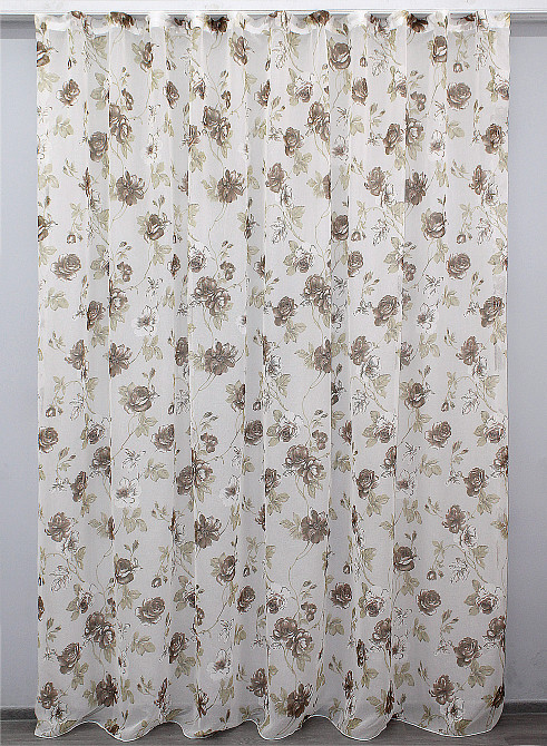 Тюль VR-Textil 1267т Flora Батист Белый с коричневым 250х270 см (42-0921) Киев - изображение 2
