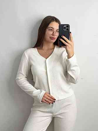 Жіночий трикотажний костюм на теплі дні Молочний M-L Харків