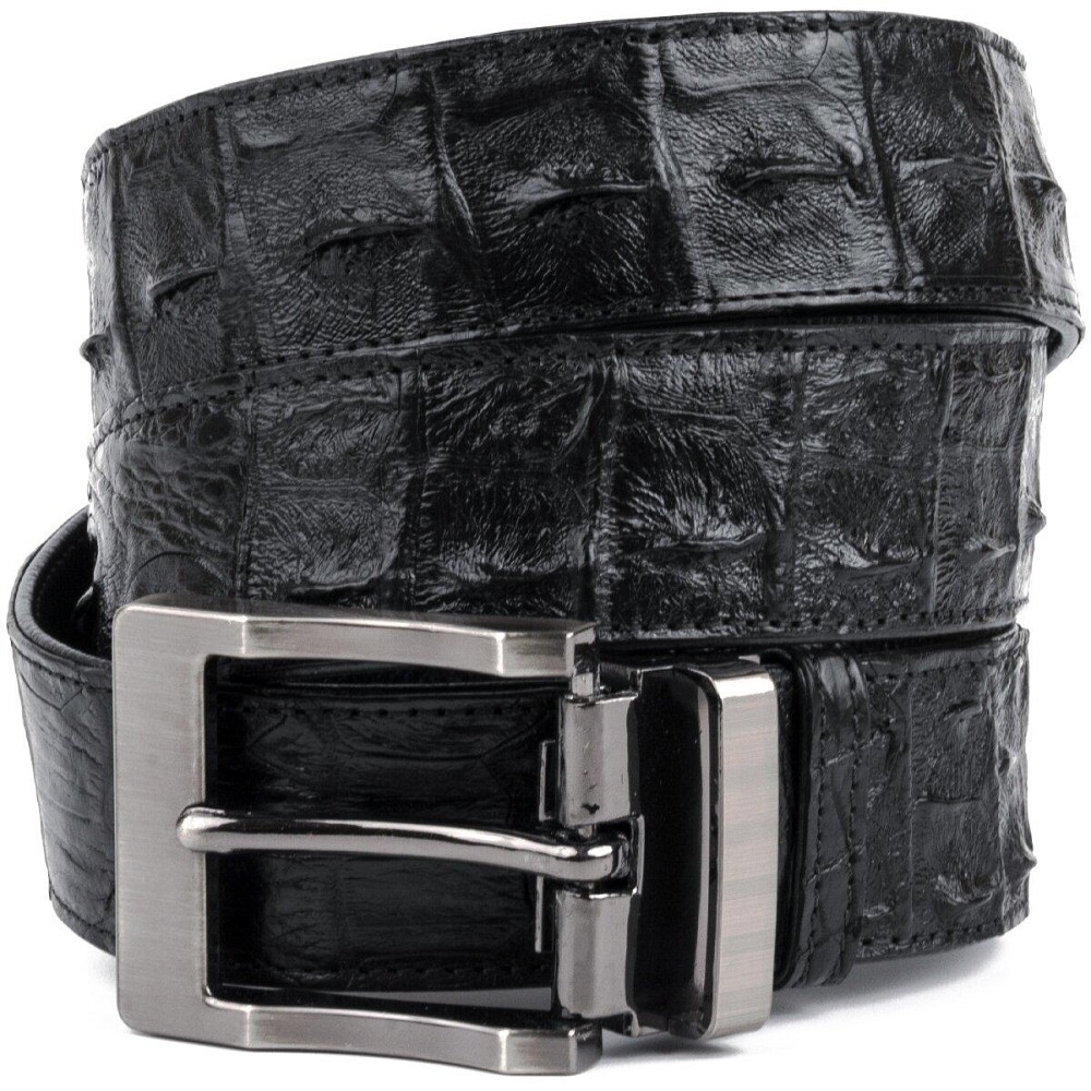 Ремень классика из натуральной кожи крокодила Черный (CROCODILE LEATHER) Киев - изображение 12