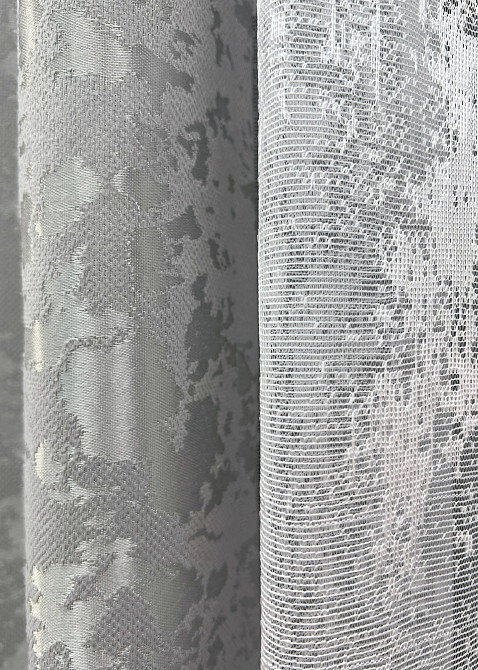 Комплект штор VR-Textil Льон Мармур 100х270 2шт і Тюль 400х270 1263ш-1400т Світло-сірий з білим 71-133/2 Київ - фото 5