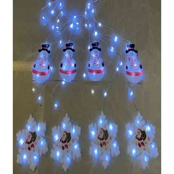 Светодиодная гирлянда Xmas Штора 3D снеговика и снежинки 3mx70cm 95 L Белый 8183 Киев