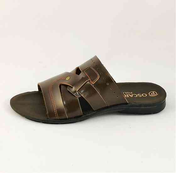 Мужские Шлёпанцы Тапочки Сланцы Коричневые Кожаные (размеры: 41,42,43,44) Днепр