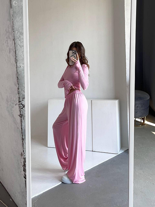 Жіночий базовий прогулянковий костюм-двійка: лонгслів і штани турецька віскоза Барбі, 42/46 Одеса - фото 2