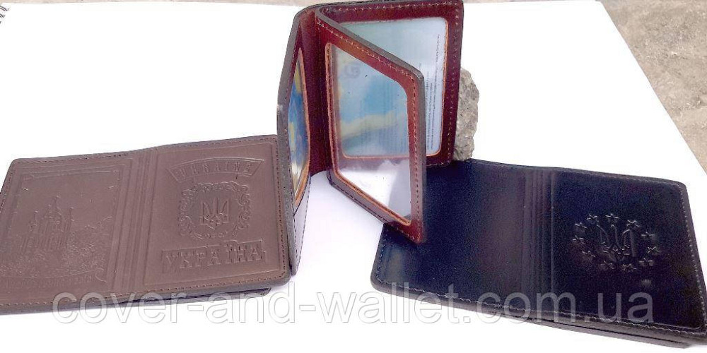 Шкіряна обкладинка для авто документів та ID-паспорта з гербом України SK3 Київ - фото 7