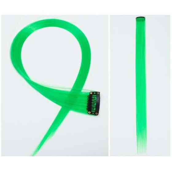 Накладне пасмо волосся кольорове на шпильках 60 см Зелений Вінниця