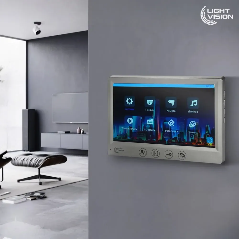 Комплект відеодомофона Light Vision: відеодомофон 7" AMSTERDAM FHD Grey та відеопанель 2Mp White (82-00237-82-00242) Київ - фото 6