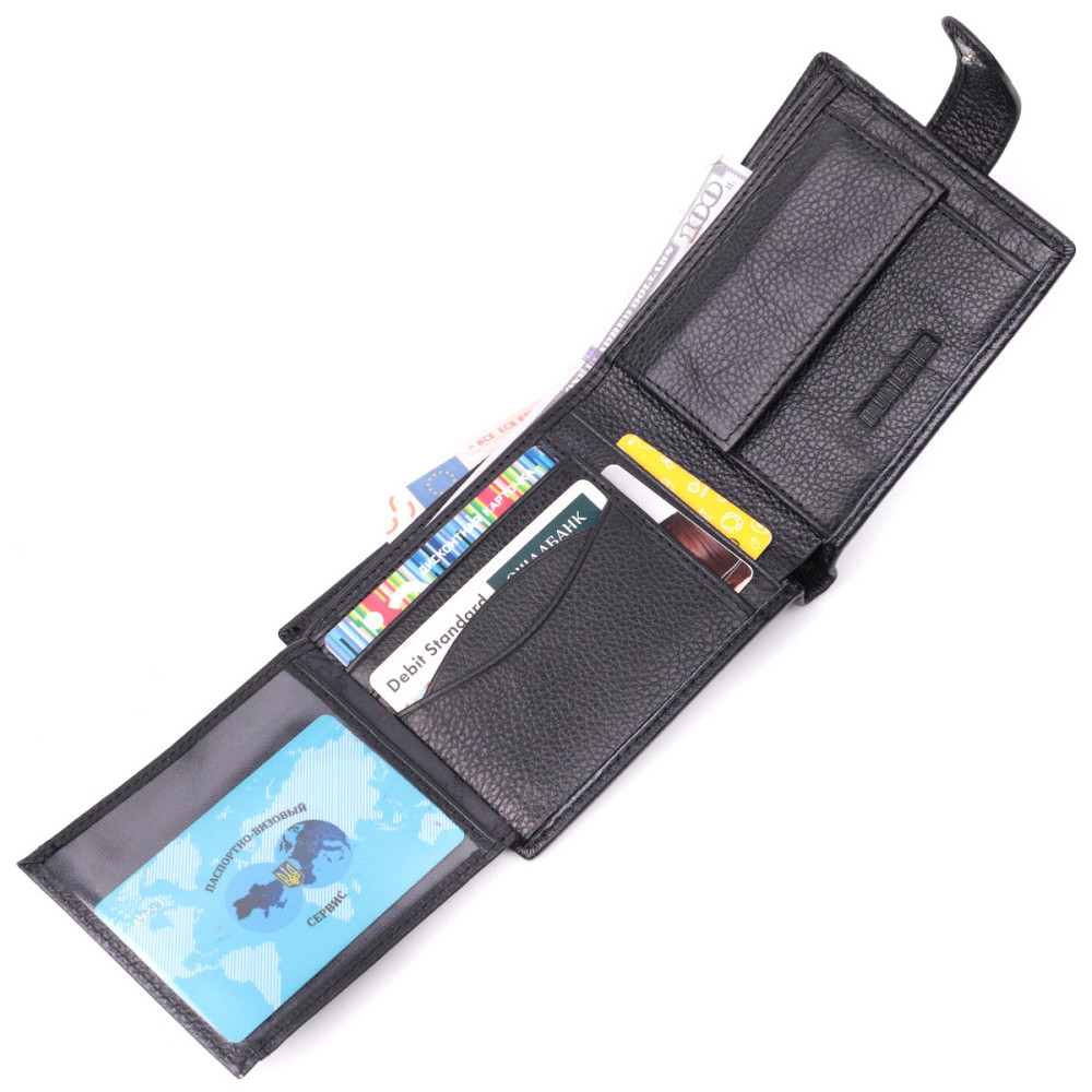 Горизонтальное мужское портмоне из натуральной кожи ST Leather 22487 Черный Киев - изображение 7