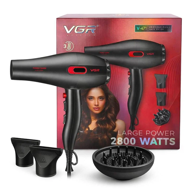 Фен профессиональный VGR V-471 (3 уровня обдува, 3 уровня температуры) 2800W 3 насадки Черный Киев - изображение 3