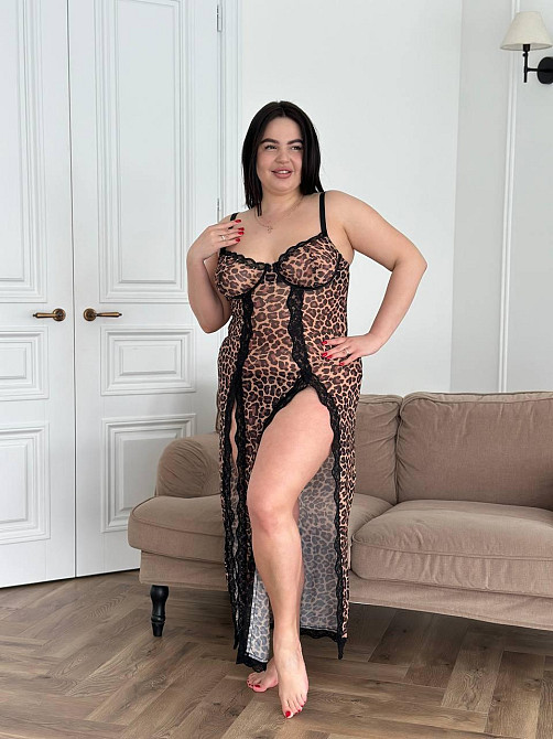 Жіноча нічна леопардова сорочка великих розмірів сукня для сну PLUS SIZE для дому з вирізами  4XL Одеса - фото 6