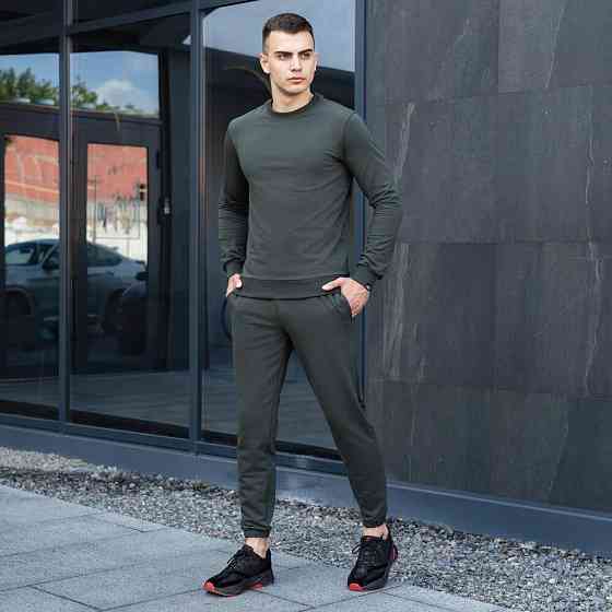 Світшот чоловічий однотонний темно-зелений Pobedov 001 Київ