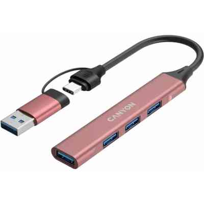 Концентратор Canyon hub DS-02 4in1 USB-A/C Pink (CNS-TDS02P) Вінниця