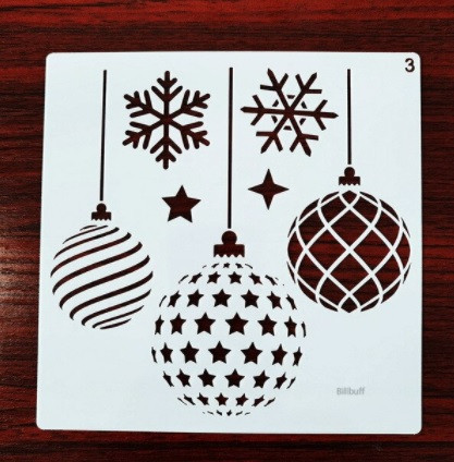 Новогодний трафарет Новогодние шары 13 на 13 см серый Киев - изображение 1