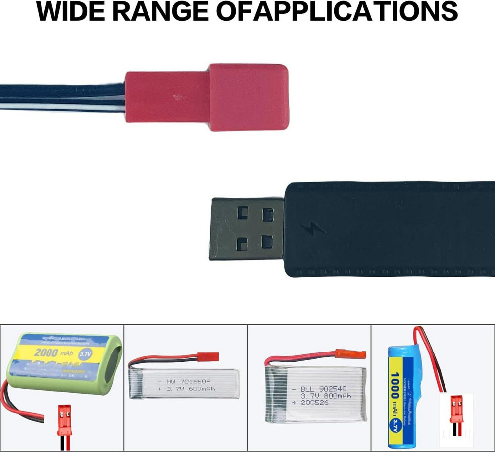 USB кабель для зарядки 3.7V с разъемом JST 2-pin для LiPo аккумулятора дрона квадрокоптера чёрный Киев - изображение 2