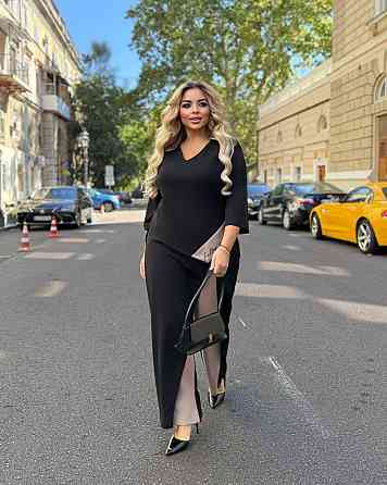 Жіночий стильний костюм двійка креп дайвінг Чорний, 64/66 Одеса