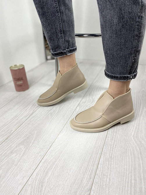 Daragani Жіночі черевики з натуральної шкіри бежеві демісезонні весна-осінь р. 36, 39 (3158) / Коломия - фото 1