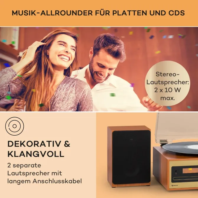 Виниловый проигрыватель стереосистема Auna Oxford SE Bluetooth USB CD из Германии Днепр - изображение 6