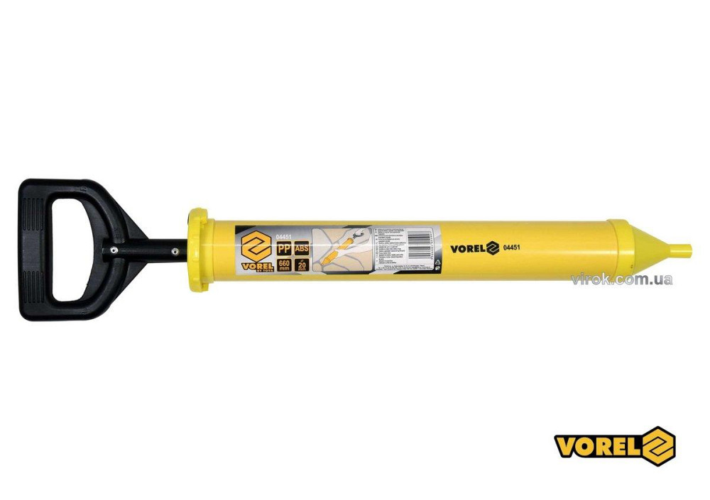 Шприц для нанесення будівельних сумішей VOREL: корпус Ø=60 мм, сопло Ø=10мм. l=660мм, пластиков [24] Одеса - фото 1