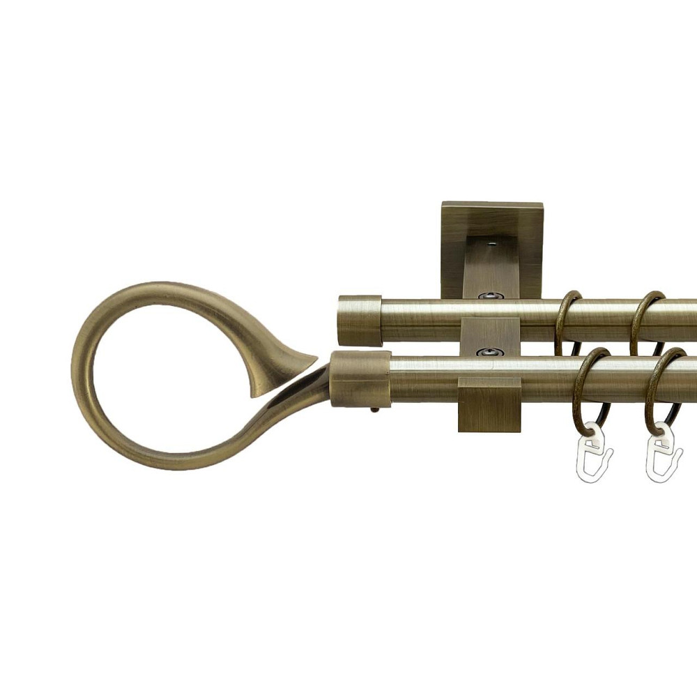 Карниз Orvit Скіпта металевий дворядний техно гладка труба кільце металеве Антик 19\19 мм 240 см (00-00026940) Львів - фото 1