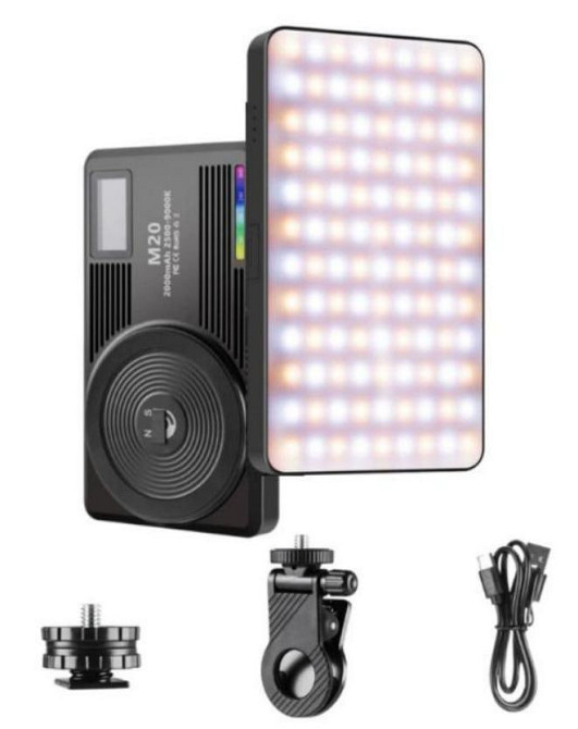 Свет портативный магнитный для телефона и камеры 2500-9000К AC Prof M20 RGB Киев - изображение 5