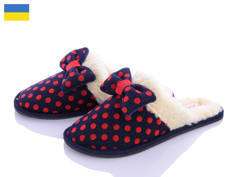 Капці жіночі пальчики на овчині теплі, горох бантик сині Одеса - фото 1