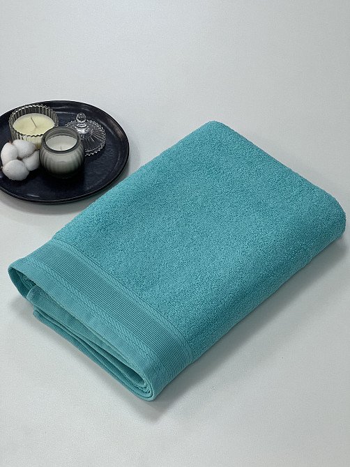 Рушник махровий Ideal Textile з бордюром однотонний щільність 360 г/м2 70х130 см (56860715) Бірюзови Чернівці - фото 1