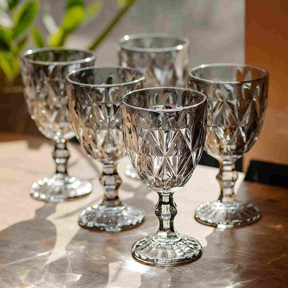 Набір келихів столових Fractal 6 штук по 300 мл HP-19-269 для напоїв коктейлів шампанського прозорий Коломия - фото 2